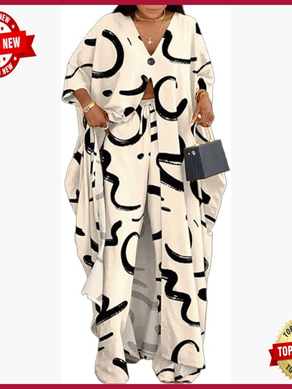 2 Piece African Print Caftan Set Wide Leg Palazzo Pants Plus Size Loungewear